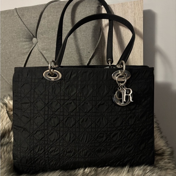 Dior Handbags - Christian Dior Cannage Lady Dior tote bag in black nylon. **Steal Price!!!**